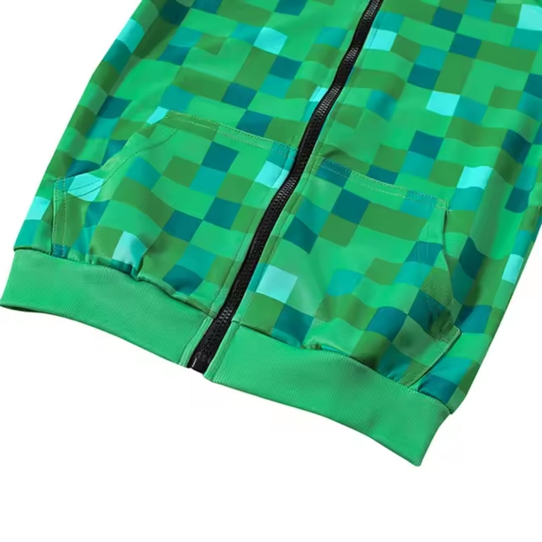 Pixelmonster Verkleedkostuum met Capuchon voor Kinderen Halloween Carnaval Feest Complete Outfit Set | Sulvida