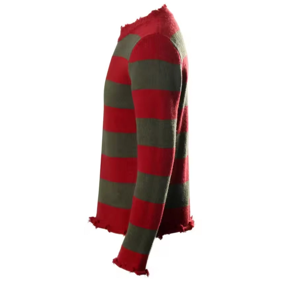 Gestreepte Horrorkostuum Trui met Hoed Volwassenen Halloween Carnaval Feestkleding Uniseks Verkleedoutfit | Sulvida