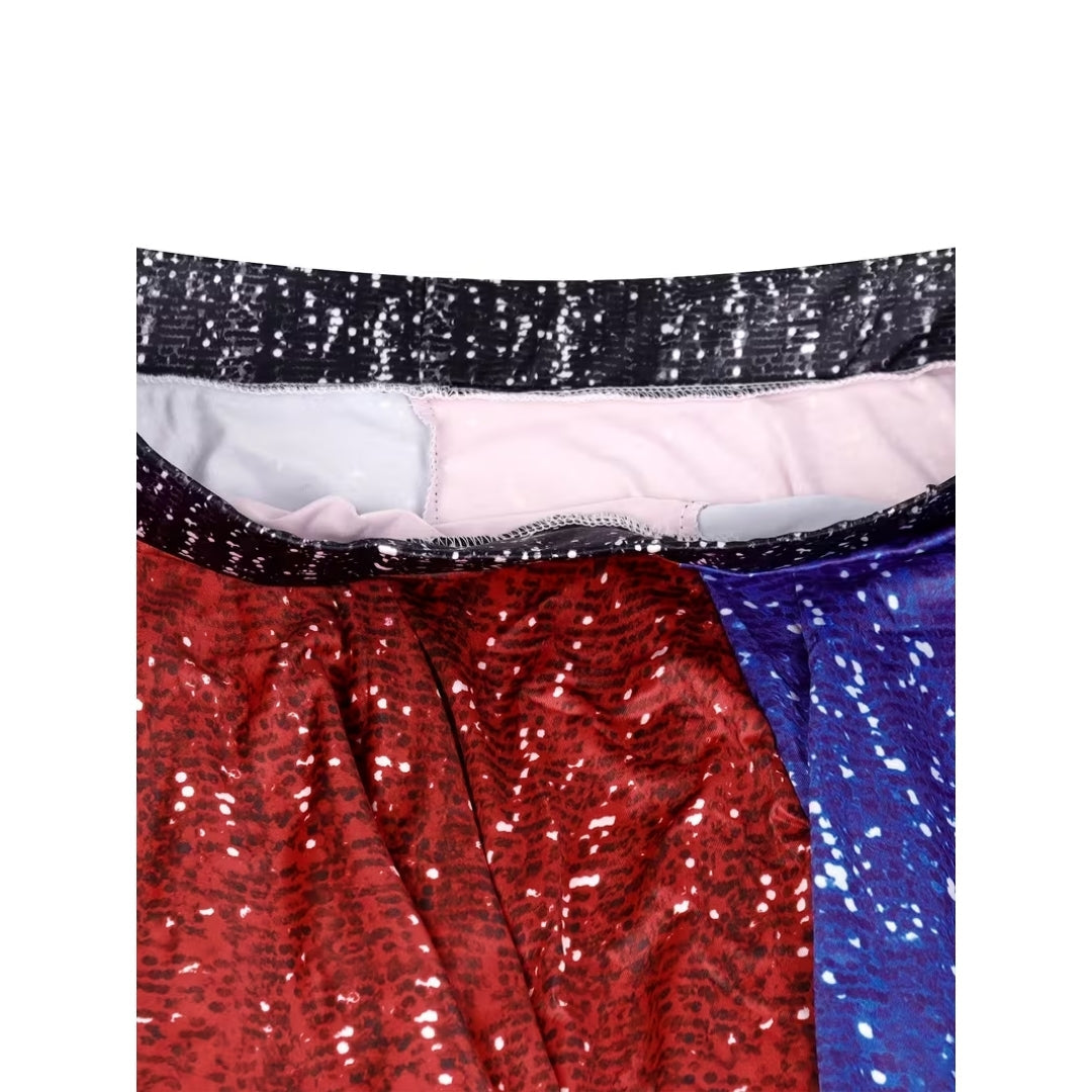 Geplooide Cosplayrok Tweekleurig Blauw Rood Elastisch Polyester Halloween Carnaval Verkleedkleding Feest | Sulvida