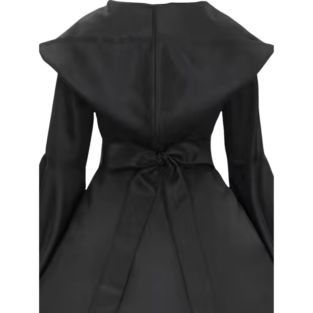Heksenjurk Middeleeuws met Kap Zwart Paars Rood Dames Lange Gothic Cosplay Verkleedjurk Halloween Feest | Sulvida