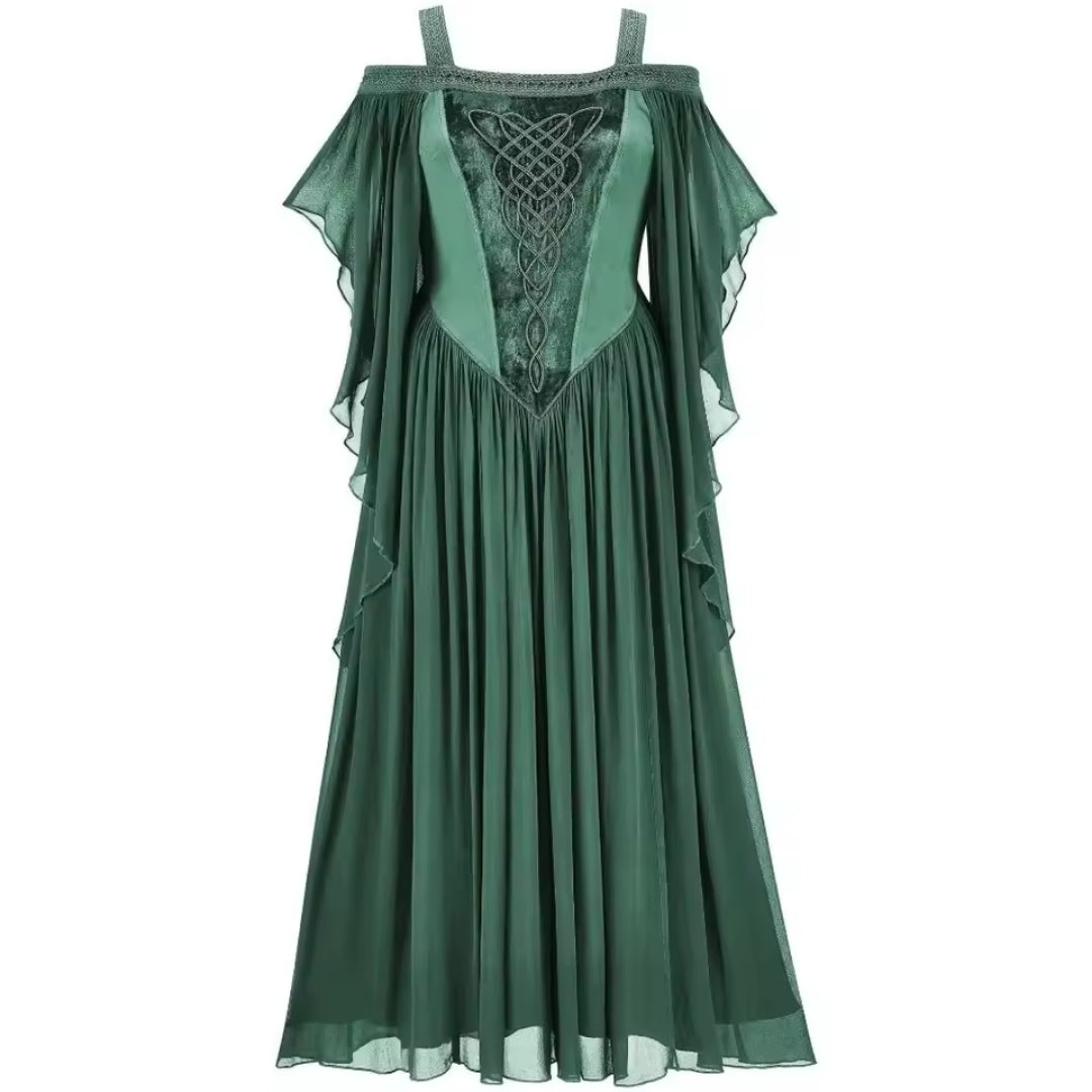 Middeleeuwse fantasyjurk voor dames off-shoulder lange rok elegante outfit kostuum voor themafeesten | Sulvida