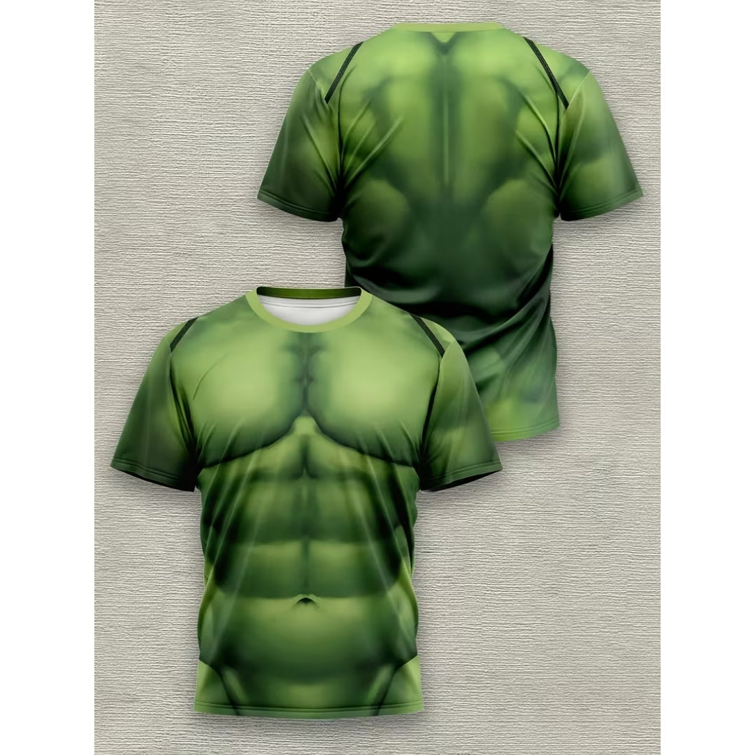 Bedrukt Superhelden T-Shirt Heren met Gespierde Print Korte Mouw Polyester Casual Feestkleding Carnaval | Sulvida