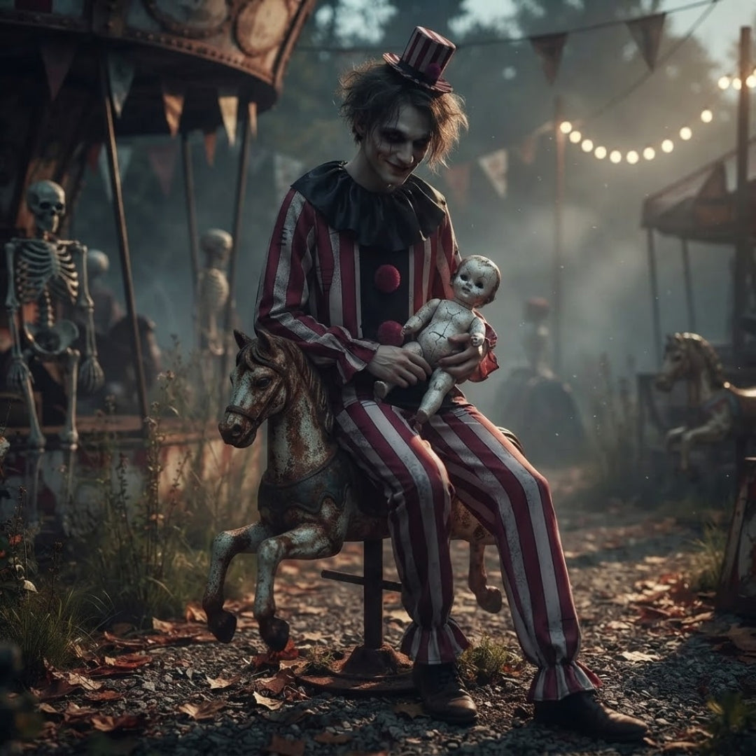 Horrorclown Verkleedpak Heren Polyester Demonenpak Carnaval Themafeest Halloween Griezel Kostuum Party | Sulvida