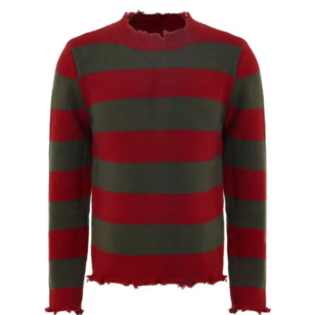 Gestreepte Horrorkostuum Trui met Hoed Volwassenen Halloween Carnaval Feestkleding Uniseks Verkleedoutfit | Sulvida