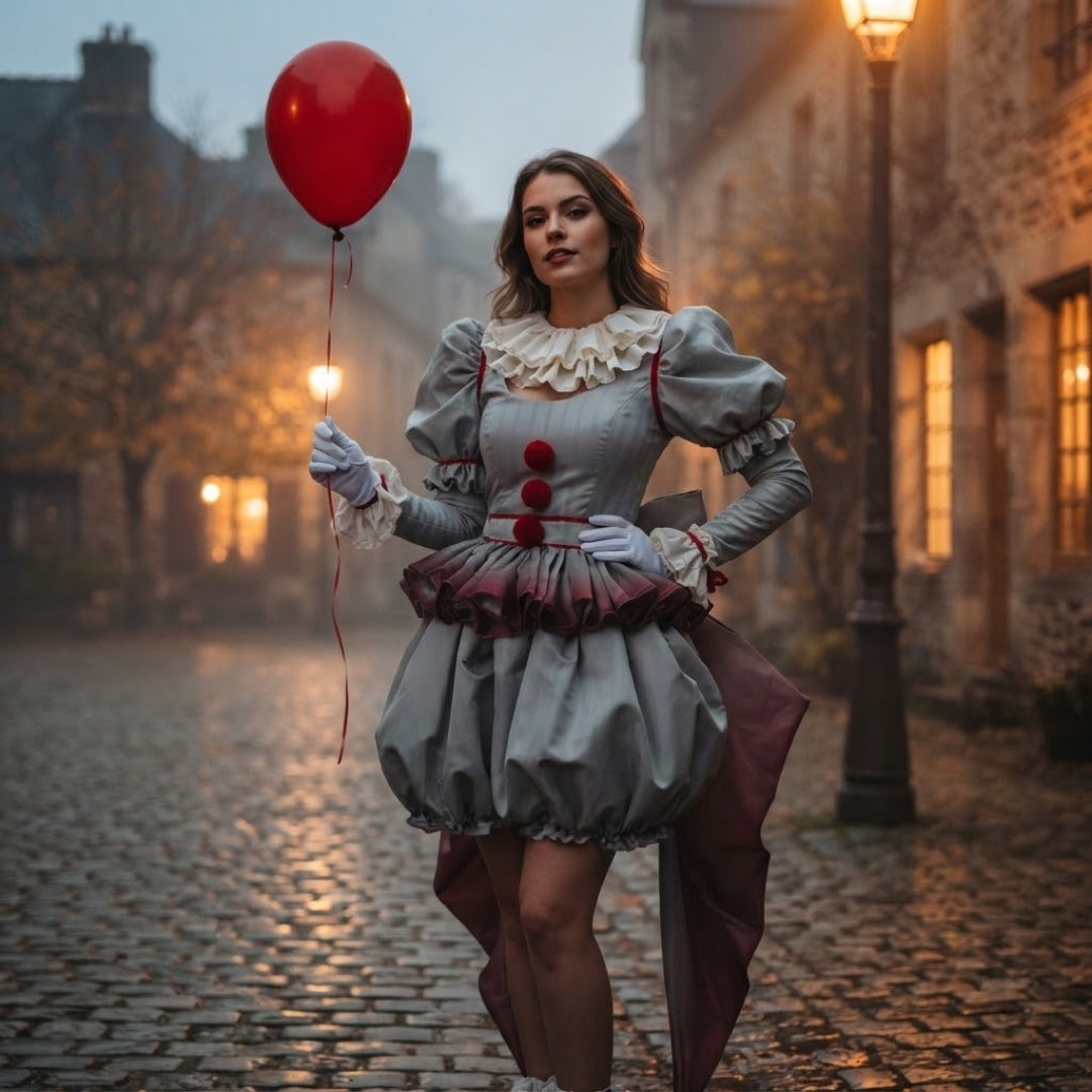 Horrorclown Verkleedpak Dames Tweedelig Halloween Carnaval Cosplay Theater Feest Griezelig Kostuum Set | Sulvida