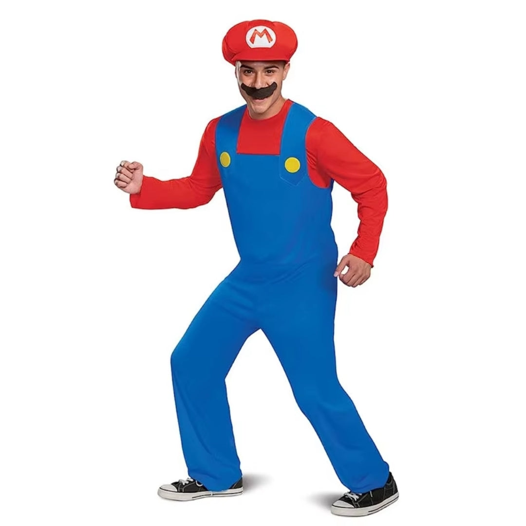 Loodgietersbroer Cosplay Kostuum Volwassen Uniseks Halloween Feest Jumpsuit met Hoed en Snor Carnaval | Sulvida