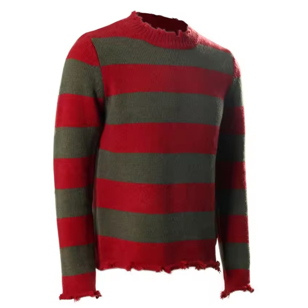 Gestreepte Horrorkostuum Trui met Hoed Volwassenen Halloween Carnaval Feestkleding Uniseks Verkleedoutfit | Sulvida