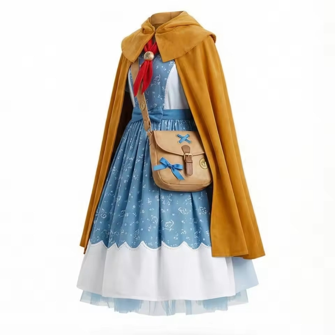Kinderkostuum Mysterieus Meisje 4-Delig met Cape Capuchon Jurk Sjaal Tasje Halloween Feest Verkleedkleding | Sulvida