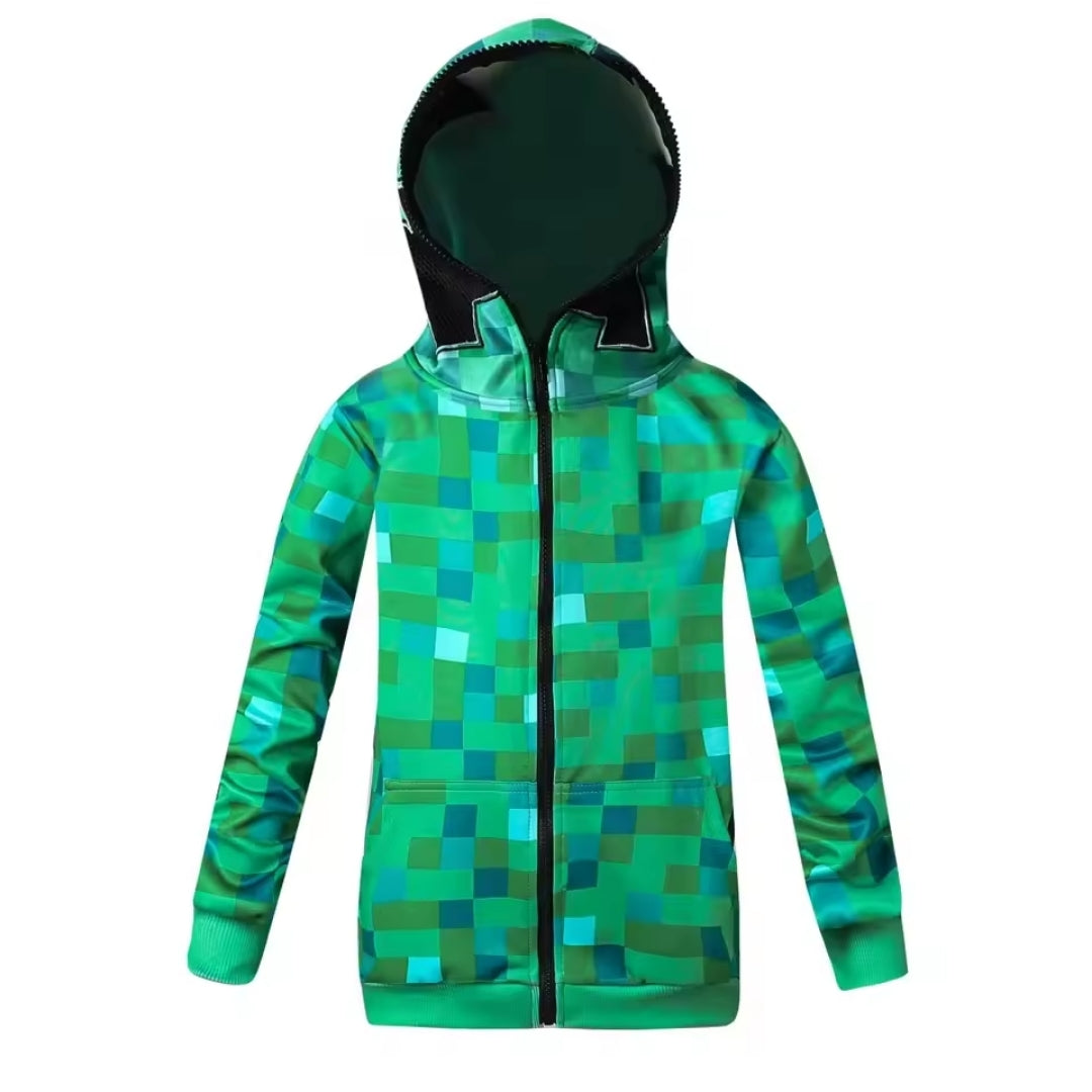 Pixelmonster Verkleedkostuum met Capuchon voor Kinderen Halloween Carnaval Feest Complete Outfit Set | Sulvida