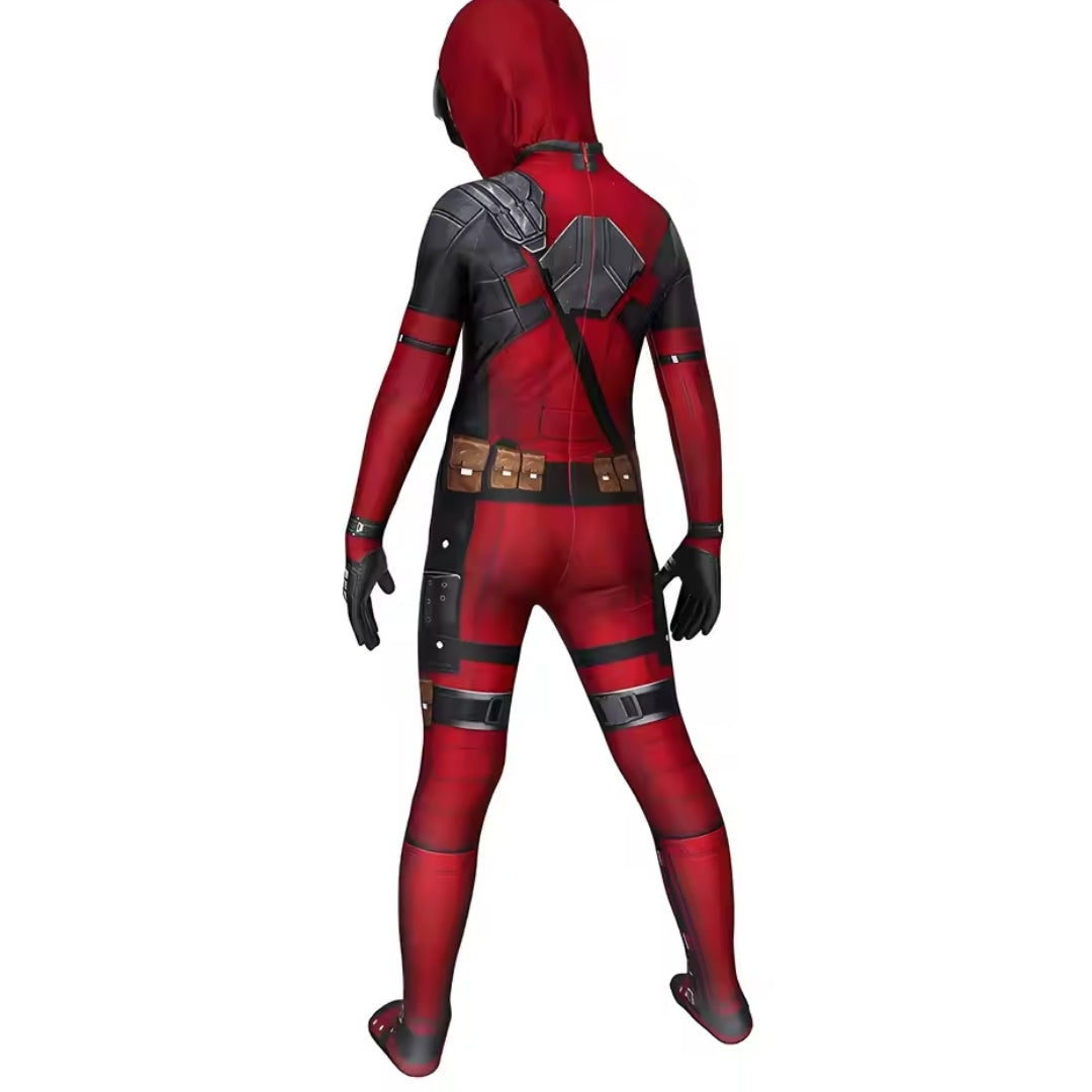 Superhelden Verkleedkostuum Kind met Zwaarden Compleet Rood Zwart Jumpsuit Cosplay Carnaval Halloween | Sulvida