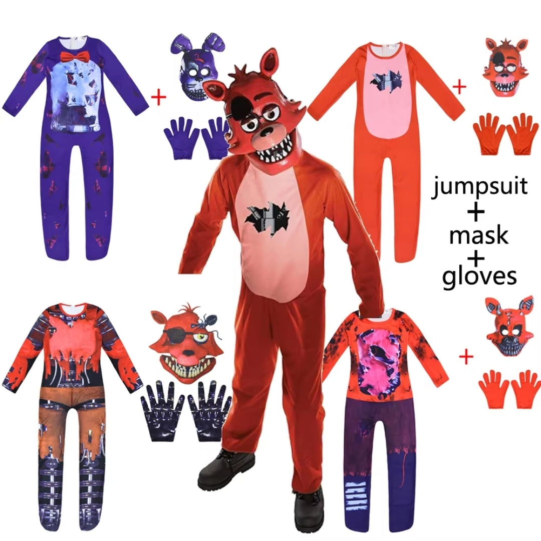 Horrorverhaal Verkleedoutfit Kind met Masker Jumpsuit Handschoenen Feest Halloween Cosplay Gameliefhebber | Sulvida