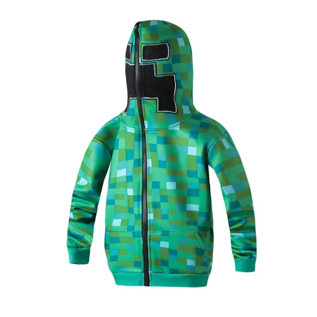 Pixelmonster Verkleedkostuum met Capuchon voor Kinderen Halloween Carnaval Feest Complete Outfit Set | Sulvida