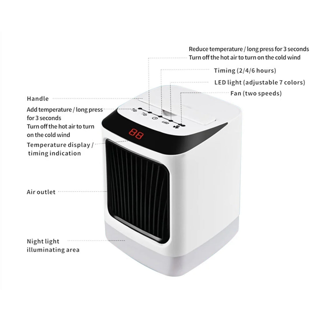 Compacte Bureauverwarming 50W Keramisch Stil Gebruik Afstandsbediening Persoonlijke Warmte Kantoor Slaapkamer | Sulvida