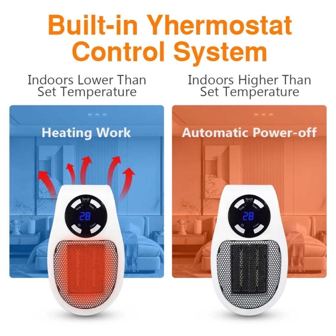 Stopcontactverwarming 500W met Afstandsbediening Timer en Thermostaat Keramisch voor Kleine Ruimtes Energiezuinig | Sulvida