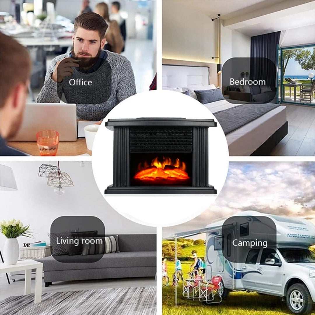 Elektrische Tafelkachel 1000W Zwart Vlameffect Afstandsbediening Timerfunctie Warmteregeling Verwarmer | Sulvida