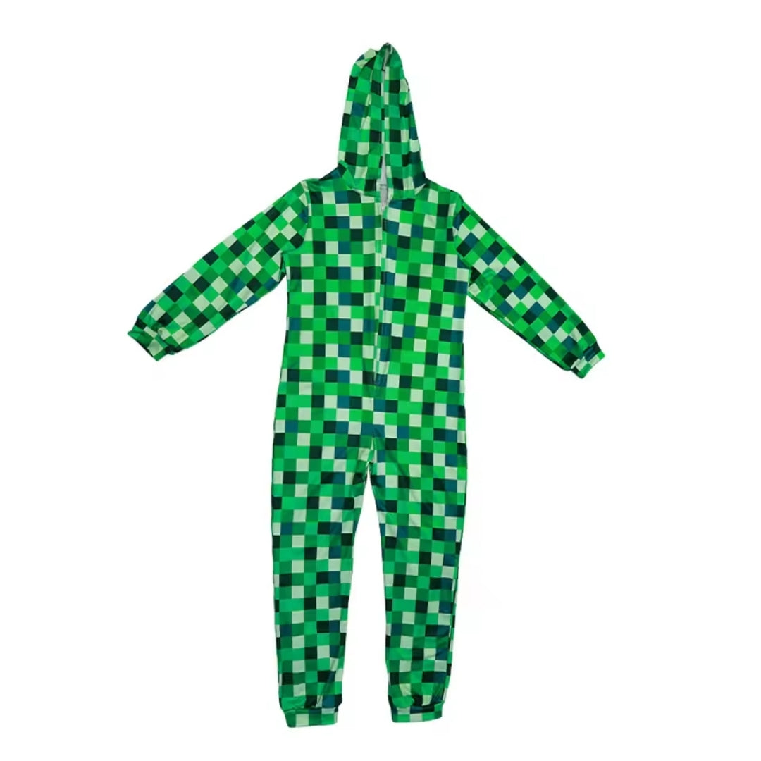 Pixel Jumpsuit met Capuchon voor Kinderen – Cosplay Kostuum Game Karakter Verkleedkleding Party Outfit | Sulvida