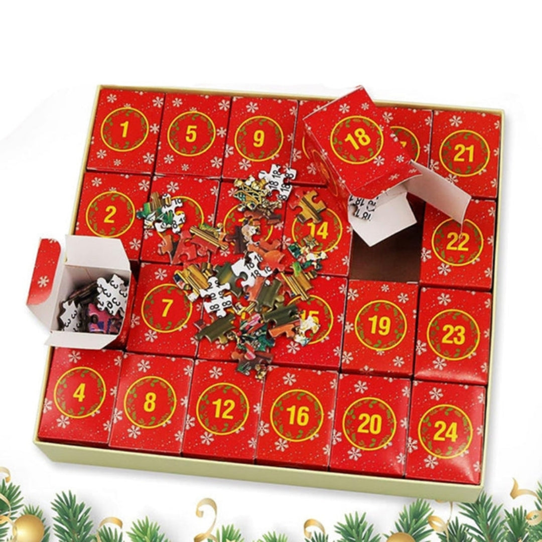 Kerstpuzzel Adventskalender 1008 Stukjes 24 Dagen Puzzeluitdaging Kerstafstemming Familie Puzzel Set | Sulvida