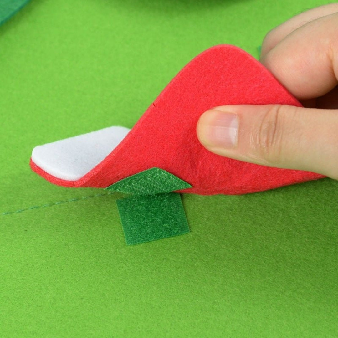 Vilten Kerstboom Wandspel Kind 100cm met Versiering Ornamenten LED Lichtjes Ontwikkelingsspel Peuters Kinderen | Sulvida