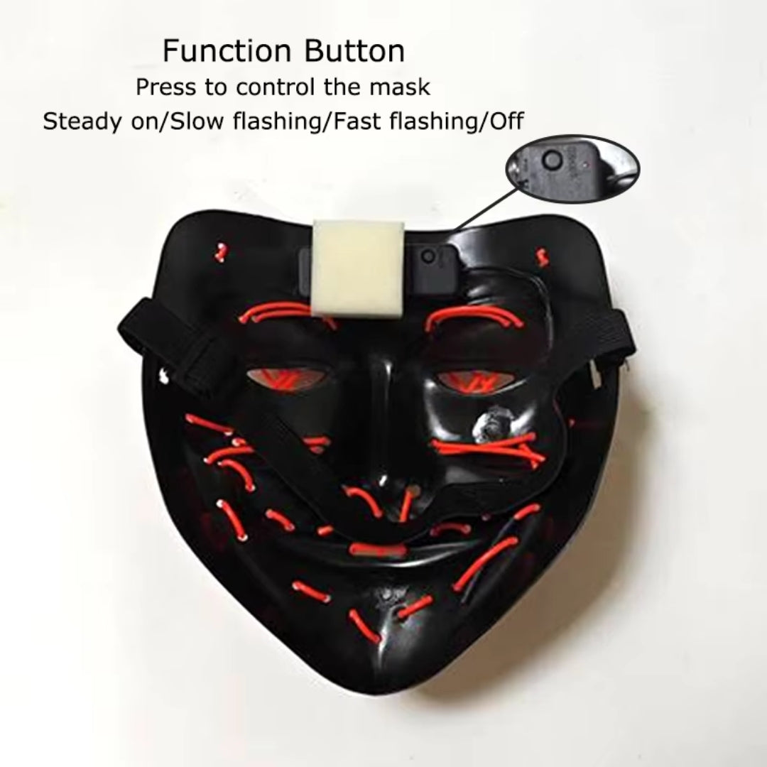 Lichtgevend Gezichtsmasker met LED-Verlichting voor Halloween Cosplay Feesten Carnaval Verkleedpartijen | Sulvida