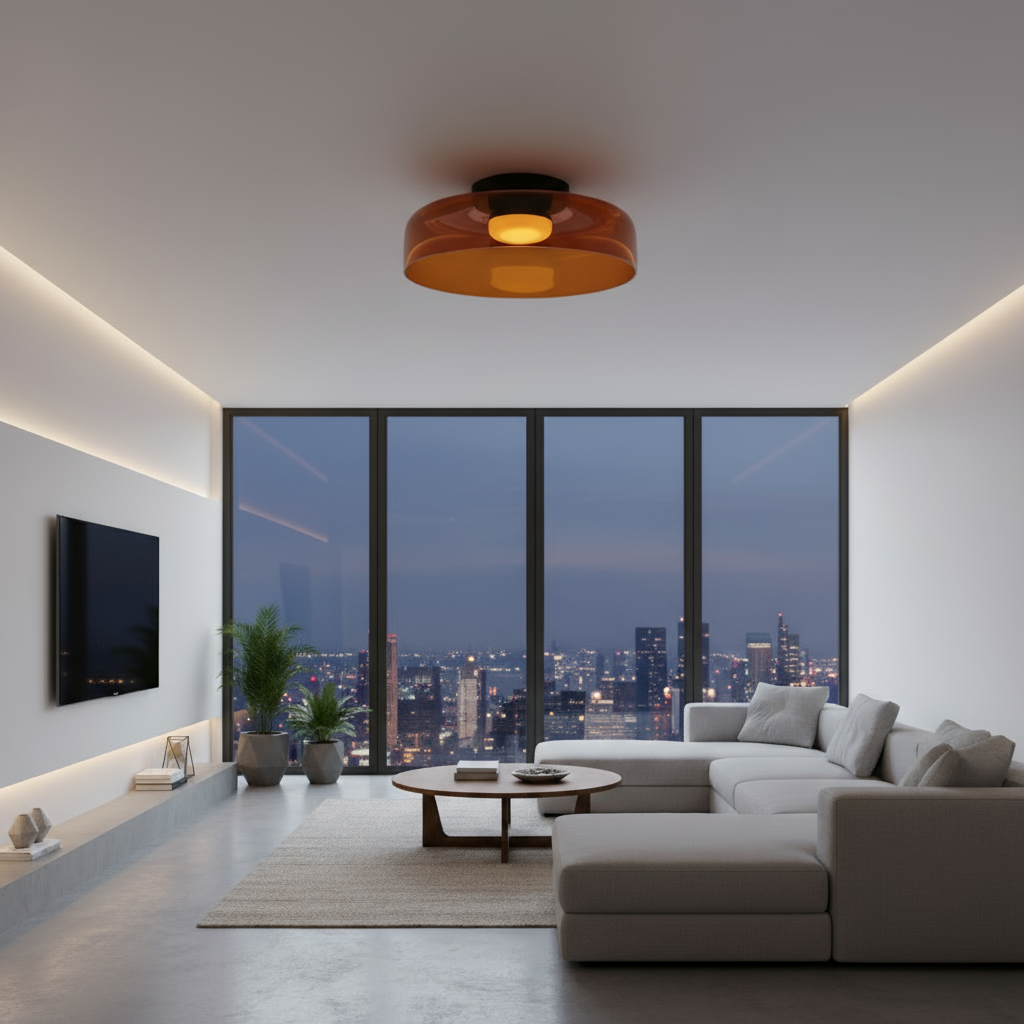 Glazen plafondlamp met driekleurige LED-verlichting voor woonkamer eetkamer slaapkamer modern design | Sulvida
