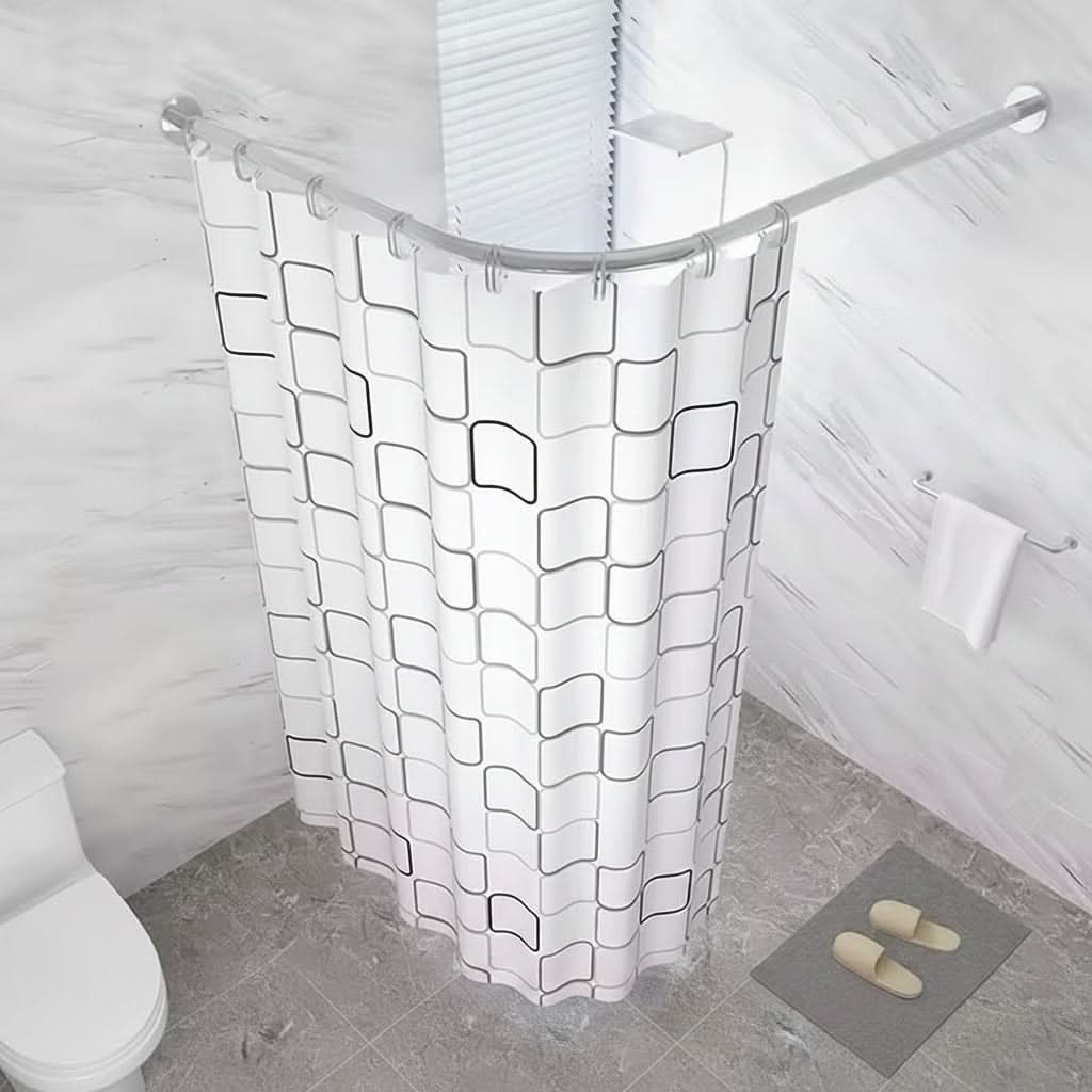 Hoekdouchestang L-Vormig Uitschuifbaar RVS Boorvrij Montage Zilver Douchehaak 70-110cm Badkameraccessoire | Sulvida