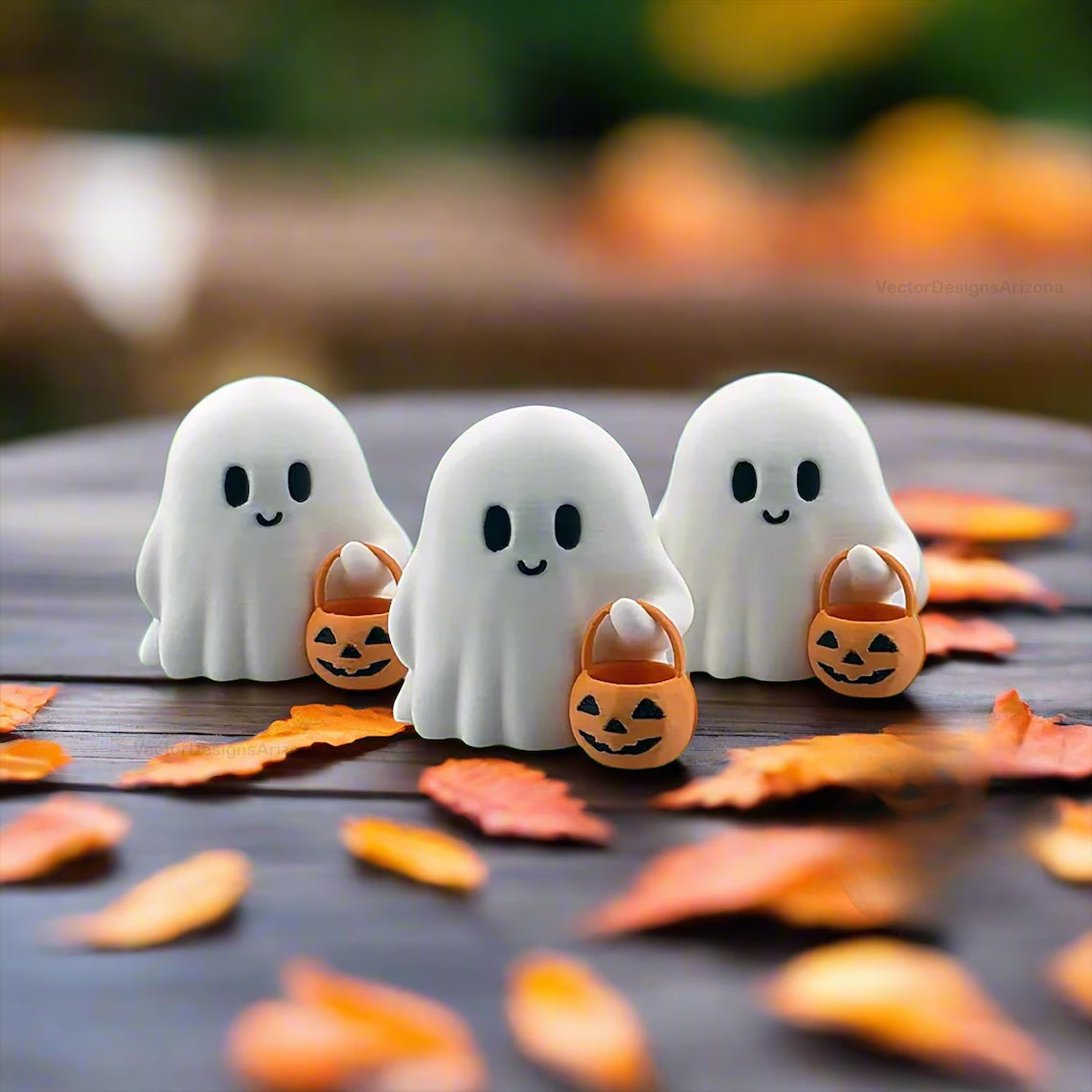 Spookjes Decoratieset Halloween - 3 Schattige Geesten met Pompoen - Herfsttafel Decoratie Herfst Sfeer | Sulvida
