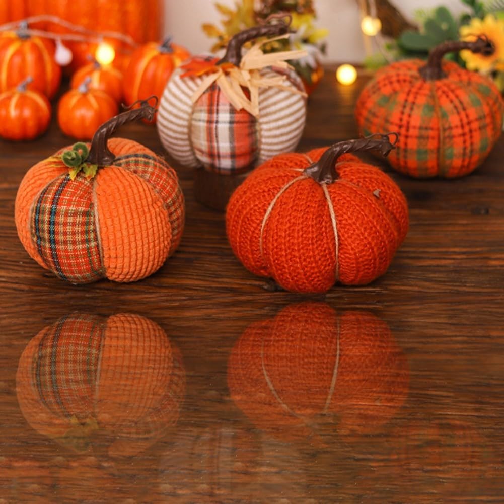Decoratieve Mini Pompoenen Set Stof Herfstdecoratie Tafelversiering Halloween Thanksgiving Seizoensdecoratie | Sulvida