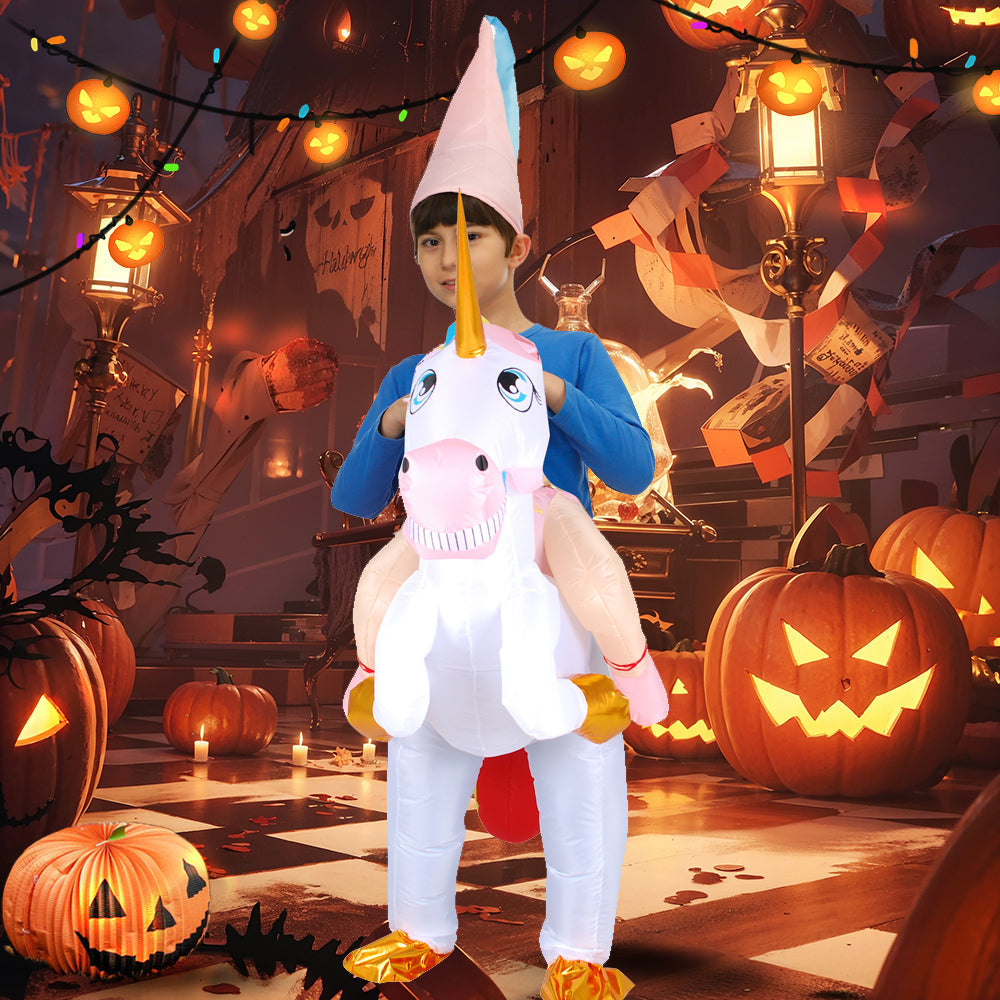 Opblaasbaar Eenhoornkostuum Kind Fantasie Carnaval Feestoutfit Verkleedkleding voor Verjaardag Halloween | Sulvida