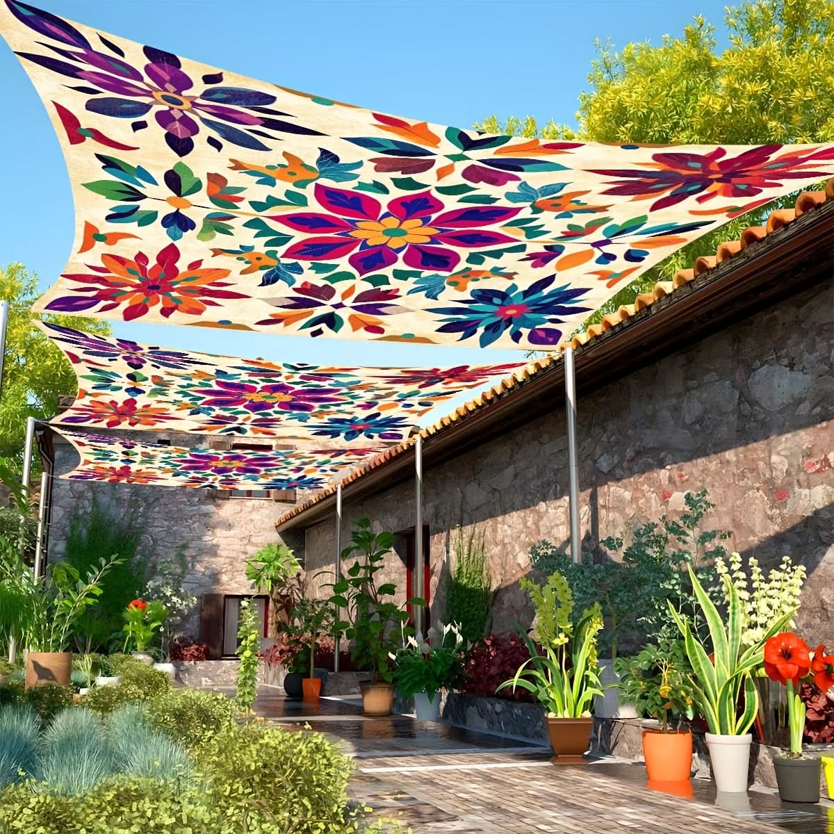 Bohemien Overkapping Tuin Schaduwdoek Mandala Patroon Zonwering Buiten Hangdoek 6 Personen Terras Balkon | Sulvida