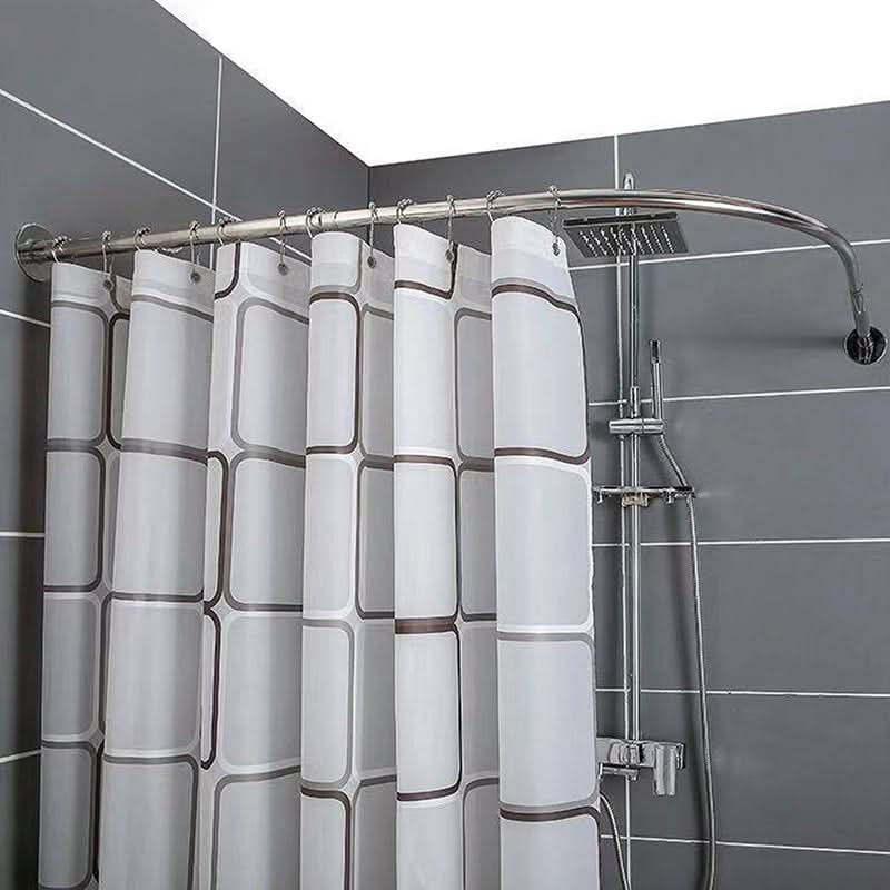 Hoekdouchestang L-Vormig Uitschuifbaar RVS Boorvrij Montage Zilver Douchehaak 70-110cm Badkameraccessoire | Sulvida