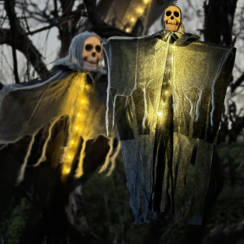 Verlichte Hangdecoratie Spookfiguur 61x80cm Halloween Schedel Gaas Tuindecoratie Horror Feest Griezel | Sulvida