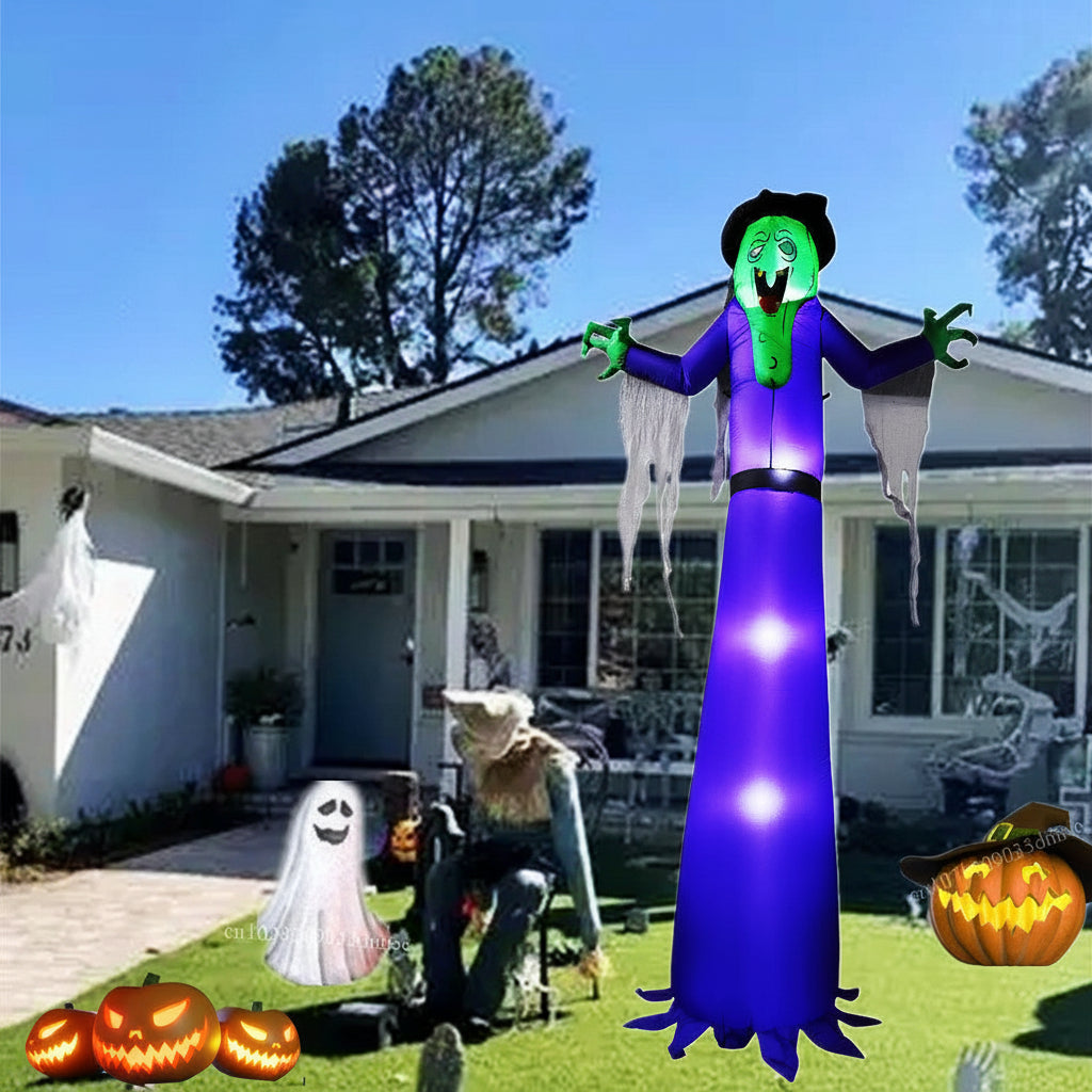Opblaasbare Heks Tuindecoratie 360cm met LED Verlichting Halloween Yard Feest Thema Decoratie Buiten Tuin | Sulvida
