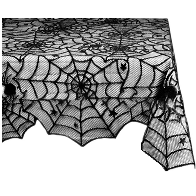 Gothic Spinnenweb Tafelkleed Zwart Kant 45x185cm - Halloween Schoorsteenmantel Tafelloper Decoratie Feest | Sulvida