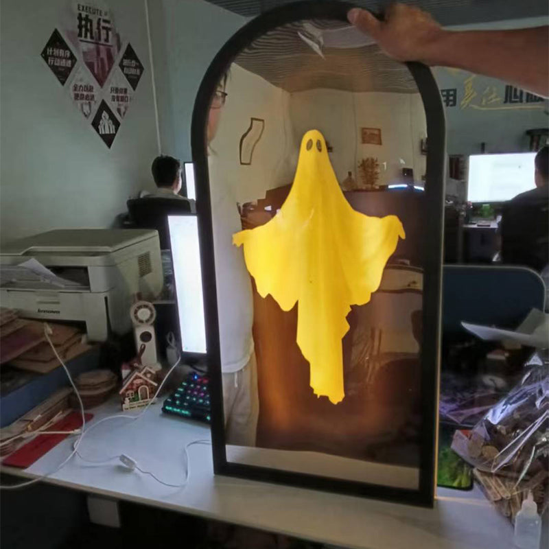 Spookspiegellijst met LED-verlichting - Holografisch Spookeffect voor Halloween Decoratie en Feestversiering | Sulvida