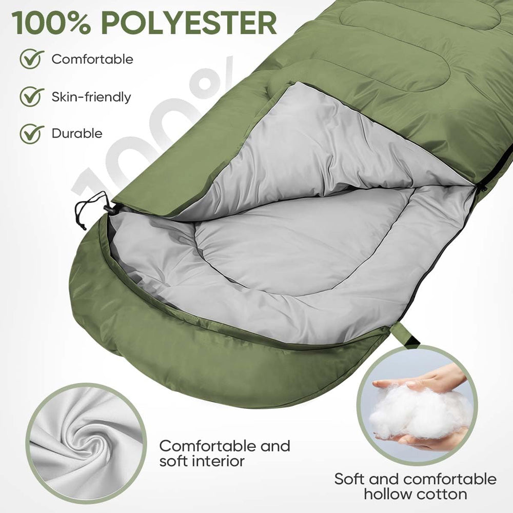 Thermische Envelopslaapzak voor Camping & Trekking tot -10°C met Zachte Voering en Compacte Draagtas | Sulvida