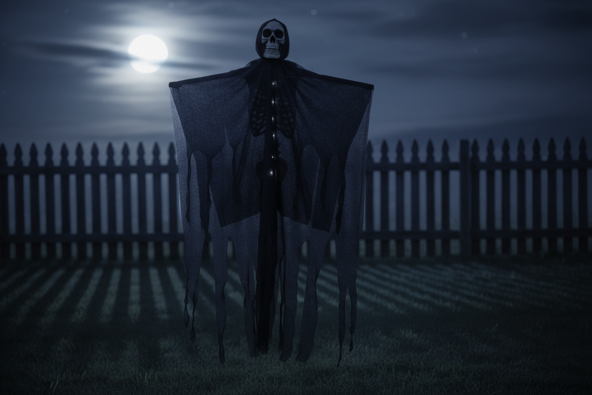 Verlichte Hangdecoratie Spookfiguur 61x80cm Halloween Schedel Gaas Tuindecoratie Horror Feest Griezel | Sulvida