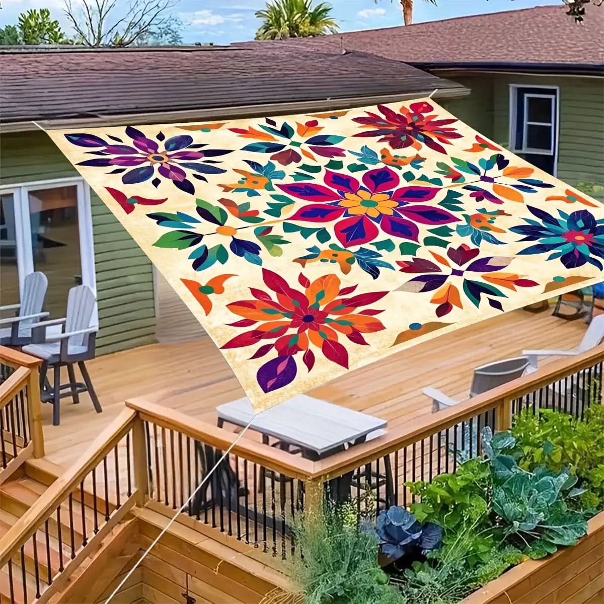 Bohemien Overkapping Tuin Schaduwdoek Mandala Patroon Zonwering Buiten Hangdoek 6 Personen Terras Balkon | Sulvida