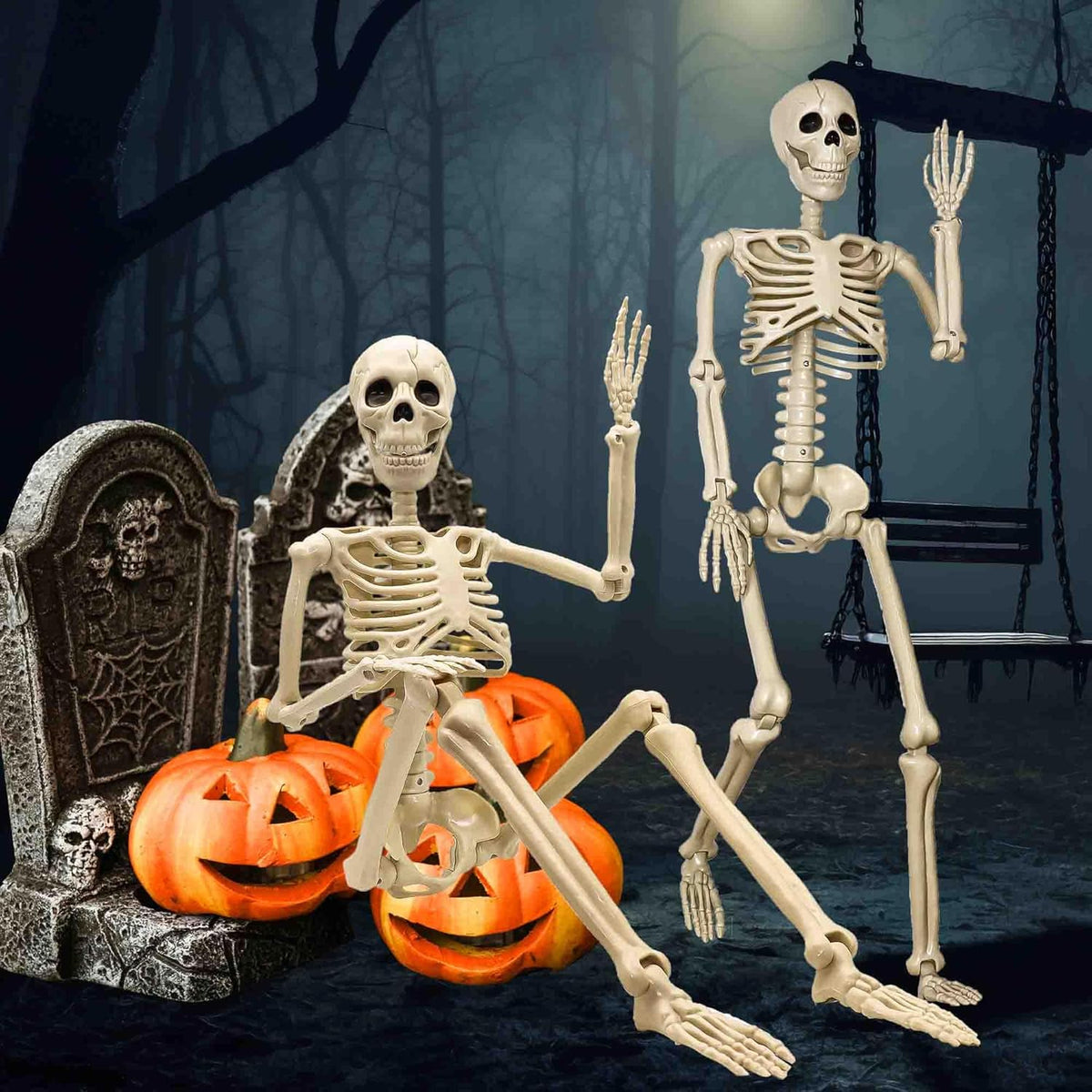 Verstelbaar Skelet Ophangdecoratie Halloween met Bewegende Gewrichten Griezelige Feestdecoratie Binnen Buiten | Sulvida