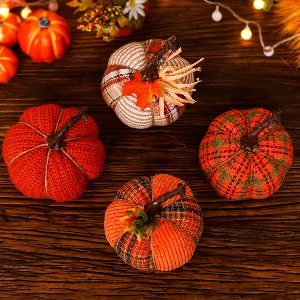 Decoratieve Mini Pompoenen Set Stof Herfstdecoratie Tafelversiering Halloween Thanksgiving Seizoensdecoratie | Sulvida