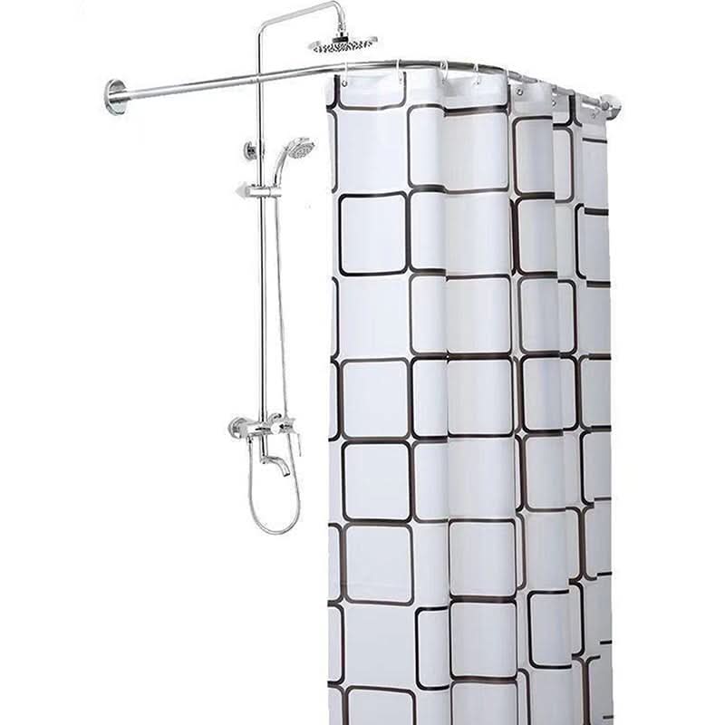 Hoekdouchestang L-Vormig Uitschuifbaar RVS Boorvrij Montage Zilver Douchehaak 70-110cm Badkameraccessoire | Sulvida