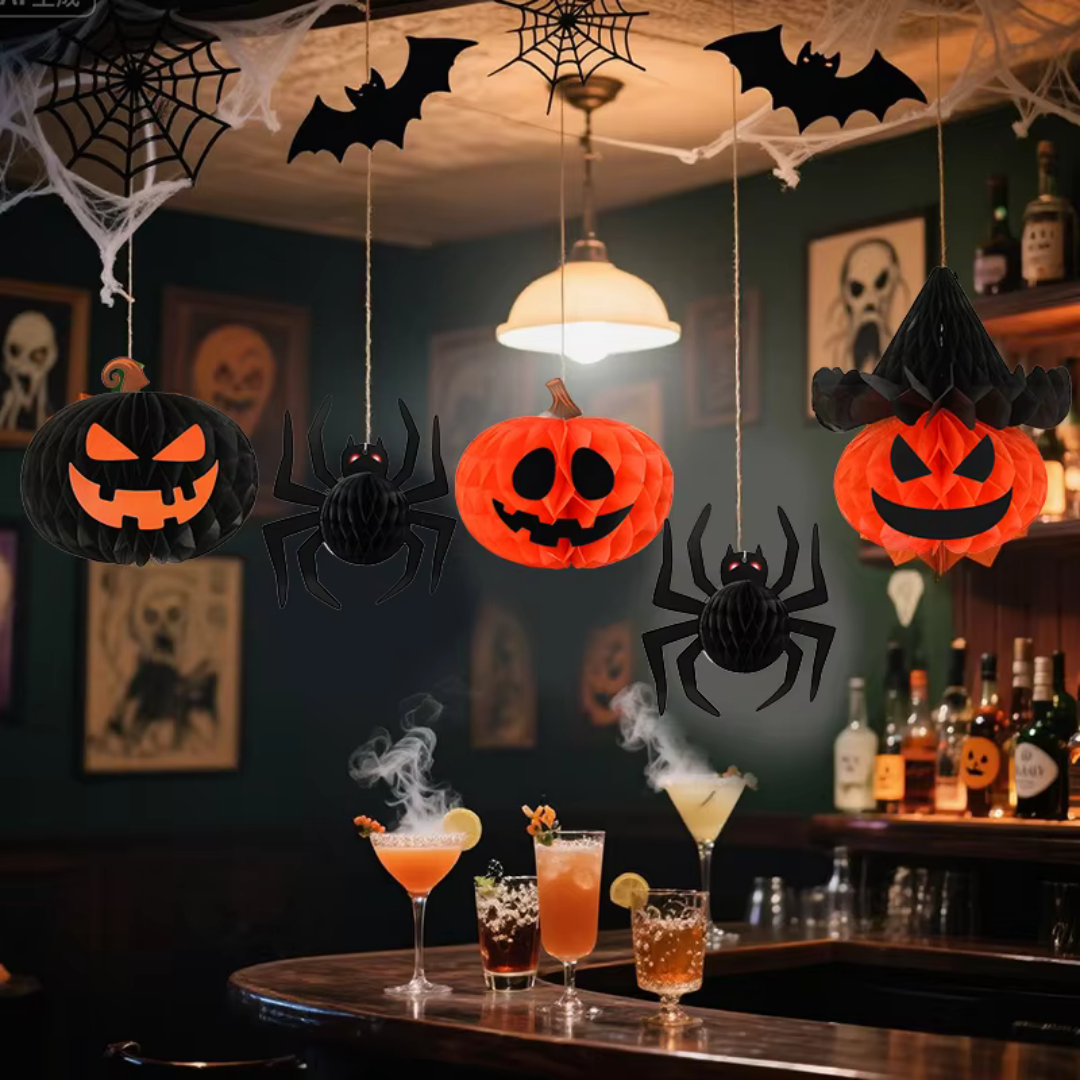 Opvouwbare Papieren Lantaarn Halloween Decoratie Vleermuis Pompoen Spin Ophangbaar Feest Party Versiering | Sulvida