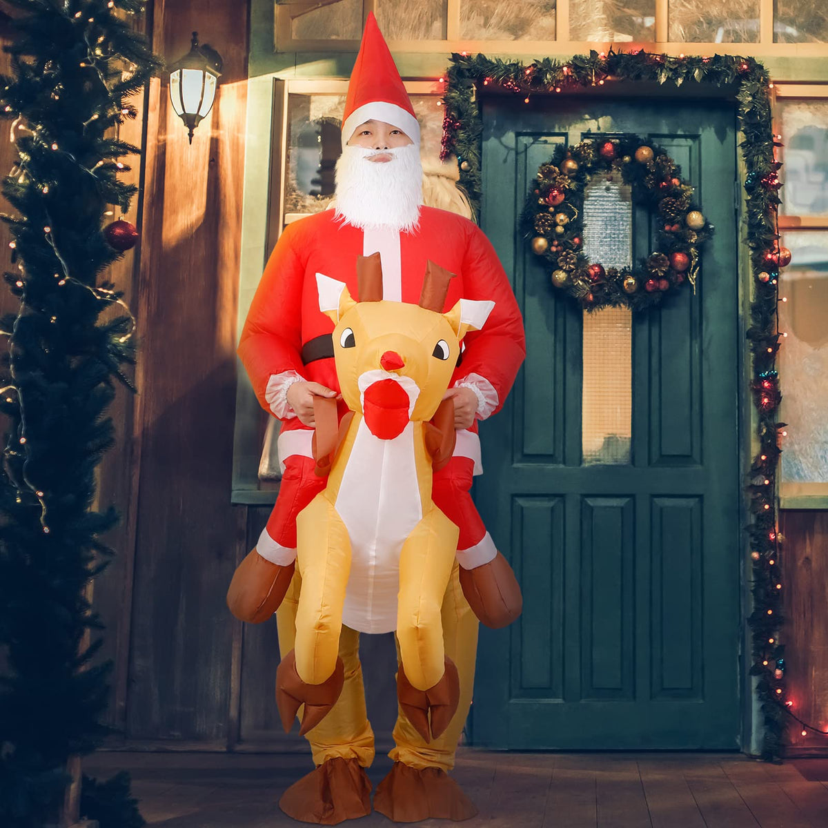 Opblaasbaar Kerstman Kostuum voor Volwassenen en Kinderen Feestdagen Verkleedkleding Kerst Outfit Carnaval | Sulvida