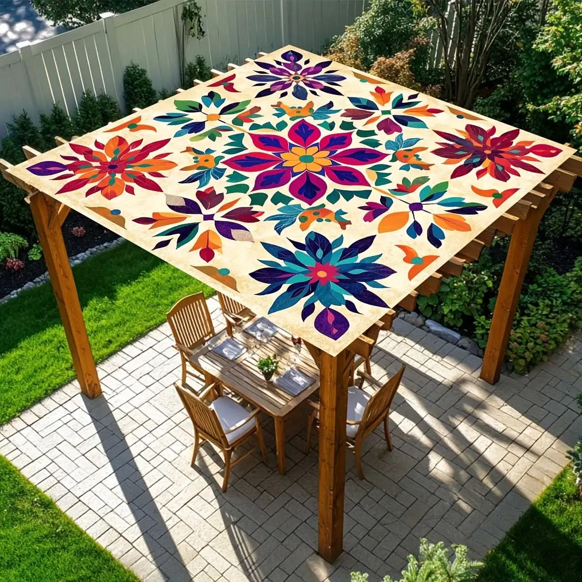 Bohemien Overkapping Tuin Schaduwdoek Mandala Patroon Zonwering Buiten Hangdoek 6 Personen Terras Balkon | Sulvida