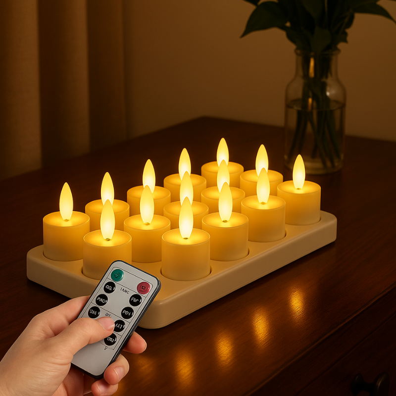 Oplaadbare LED-Kaarsen Set met Afstandsbediening – Vlamloze Sfeerkaarsen met Timer voor Veilig Interieur | Sulvida