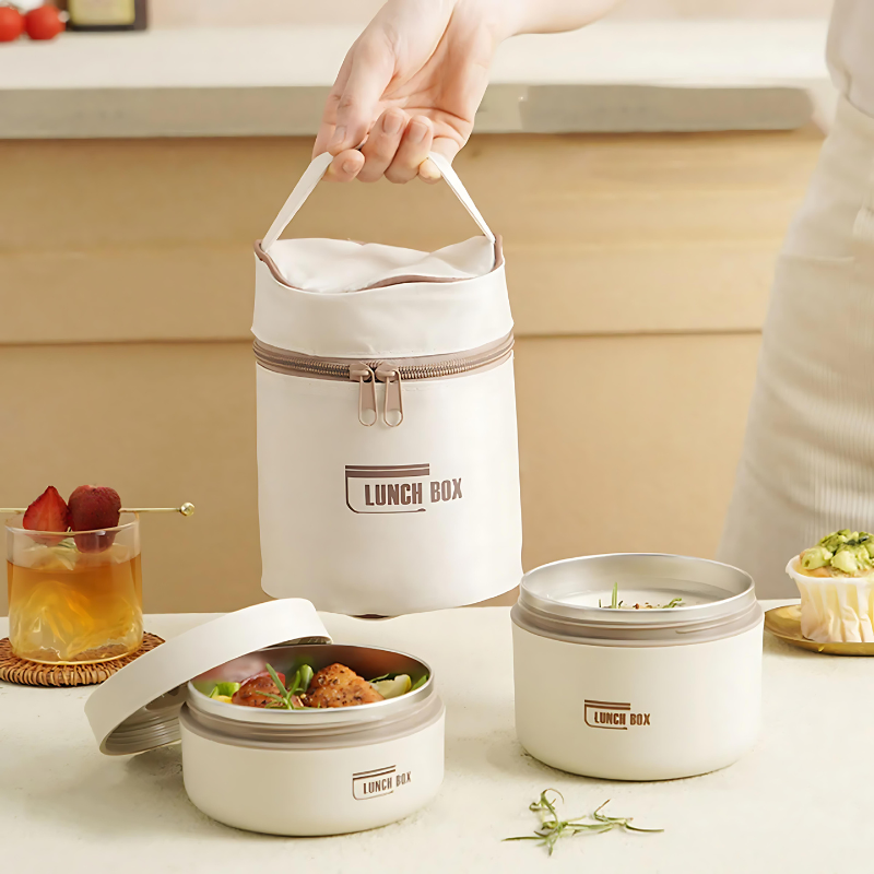 RVS Lunchbox Set met Geïsoleerde Tas – Lekvrije Voedselcontainer 2 of 3 Vakken – Herbruikbaar Bento Box voor Werk Onderweg School | Sulvida