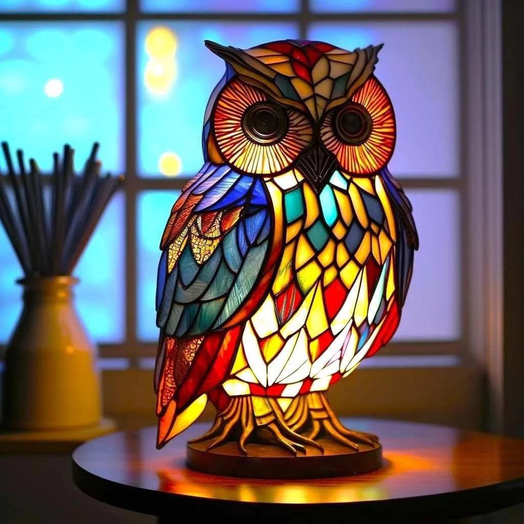 Kristallen Uil LED-lamp met Vintage Tiermotief voor Woondecoratie – Decoratieve Dierenlamp met Batterij of USB – Origineel Cadeau voor Kinderen of Natuurliefhebbers | Sulvida