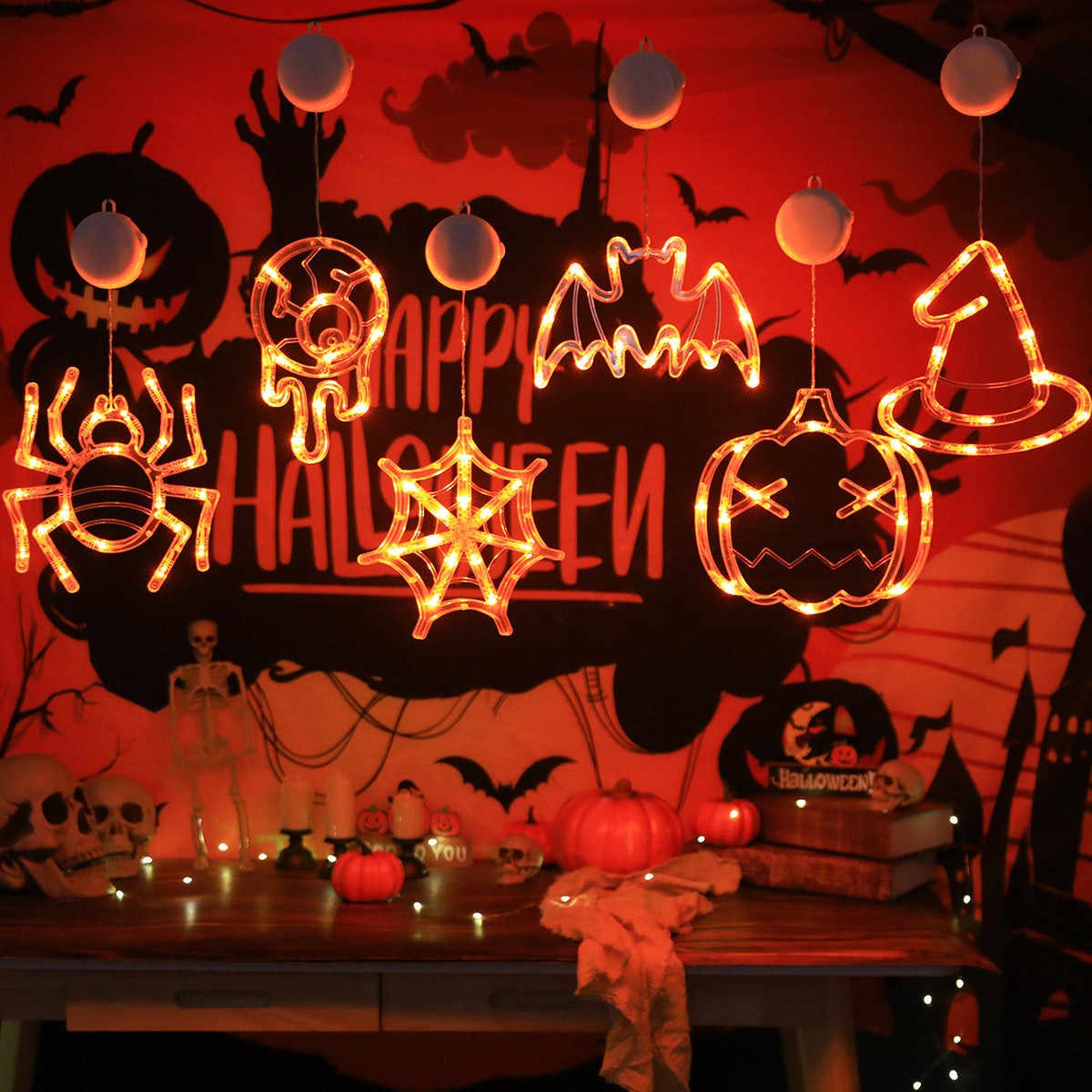 LED Lichtsnoer Halloween Decoratie met Vleermuizen en Spoken – Sfeervol Feestverlichting op Batterijen | Sulvida
