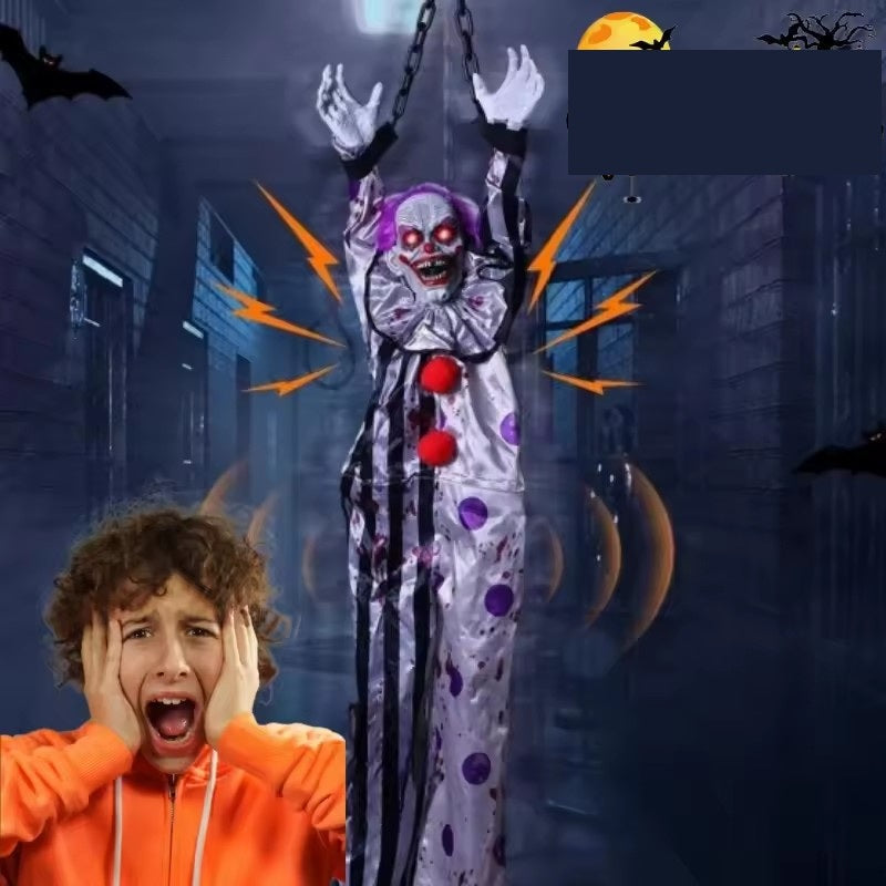 Hangende Spookclown met Geluidsactivatie Lichteffecten Halloween Decoratie Feest Horror Accessoire Interieur | Sulvida