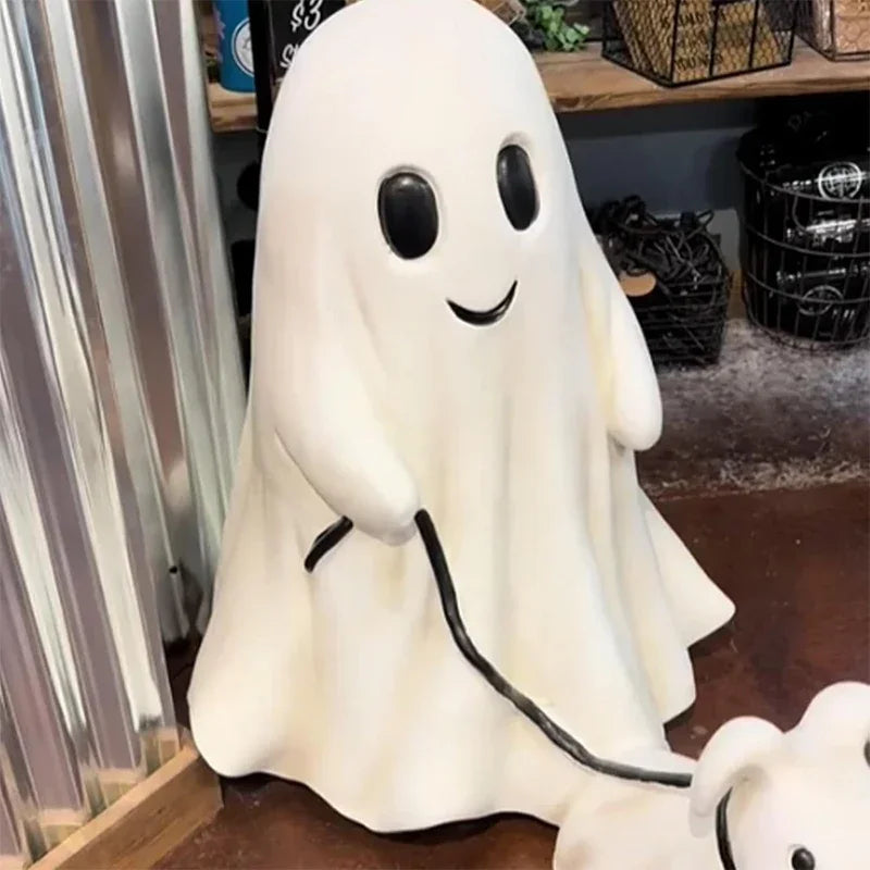 Spookachtig Hondenbeeld met Lakentje – Decoratief Halloween Tafelfiguurtje Hond voor Griezelige Sfeer | Sulvida