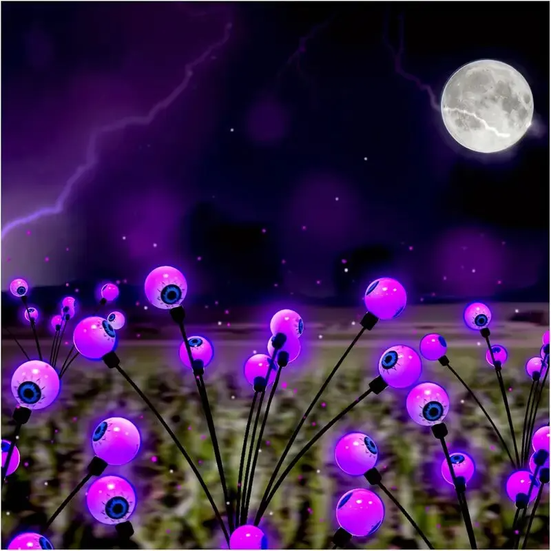 Decoratieve Tuinlampjes Oogbol 6 Koppen op Zonne-energie Padverlichting voor Tuin Terras en Halloween Feest | Sulvida